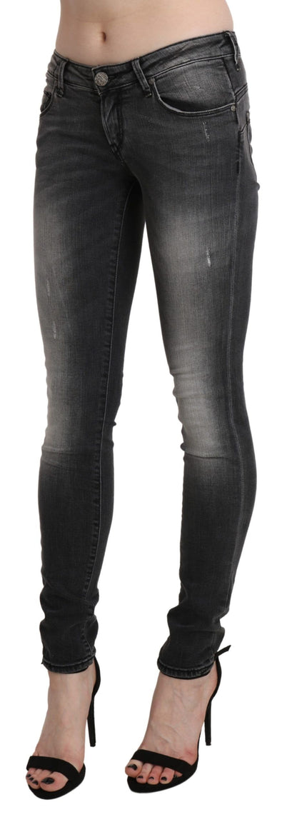 Jeans skinny en coton Acht, gris noir délavé