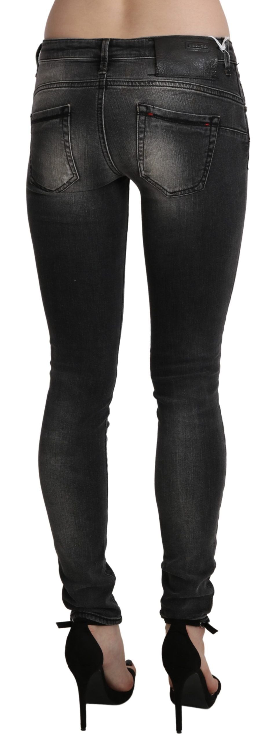 Jeans skinny en coton Acht, gris noir délavé