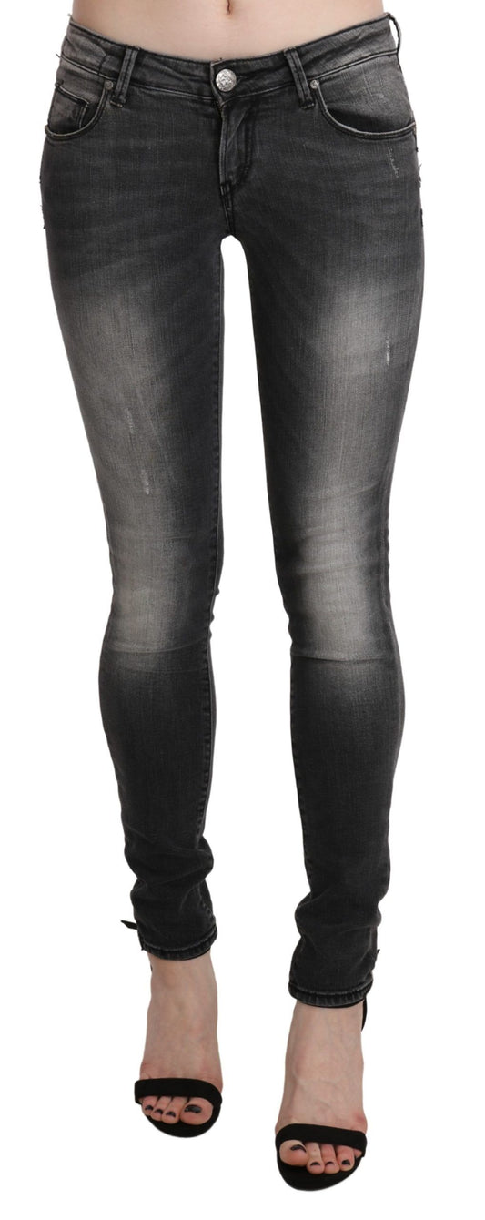 Jeans skinny en coton Acht, gris noir délavé