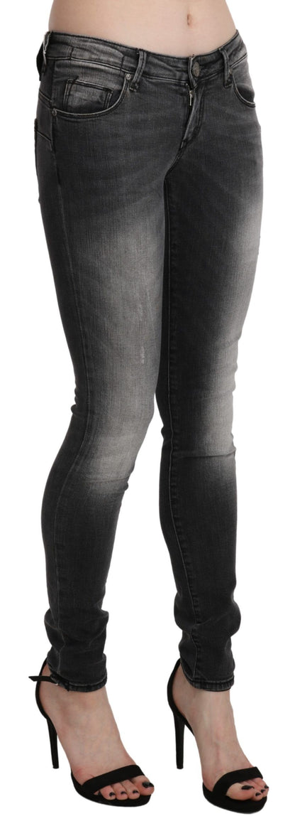 Jeans skinny en coton Acht, gris noir délavé