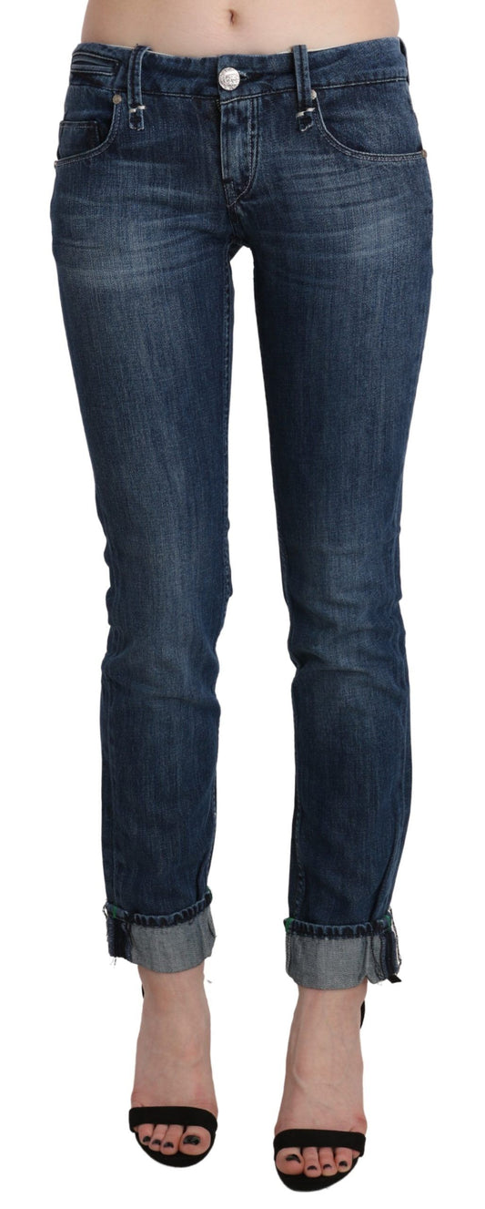 Pantalon en jean skinny taille basse, bleu clair, effet lavé, Acht.