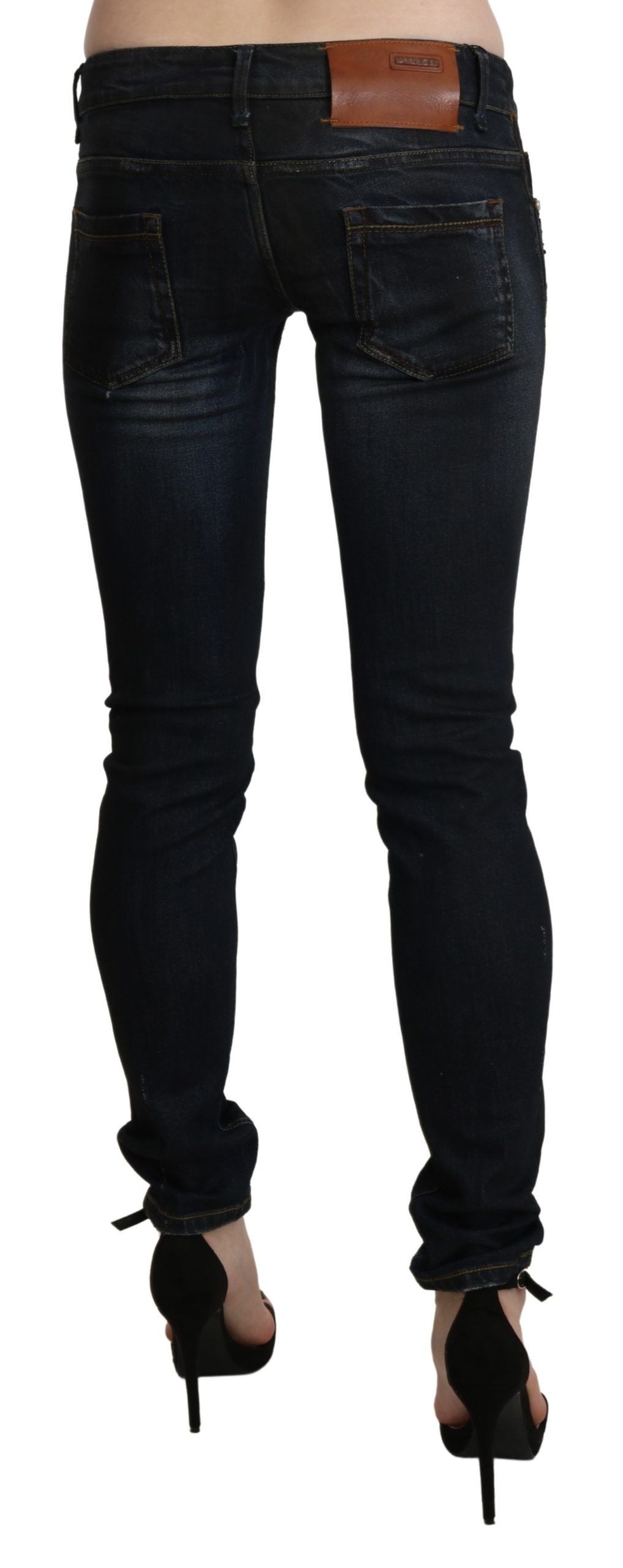 Jeans skinny en jean noir délavé taille basse Acht
