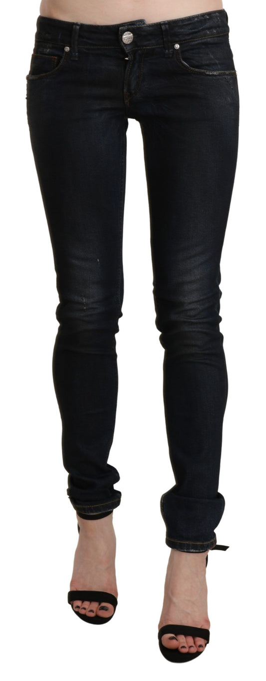Jeans skinny en jean noir délavé taille basse Acht