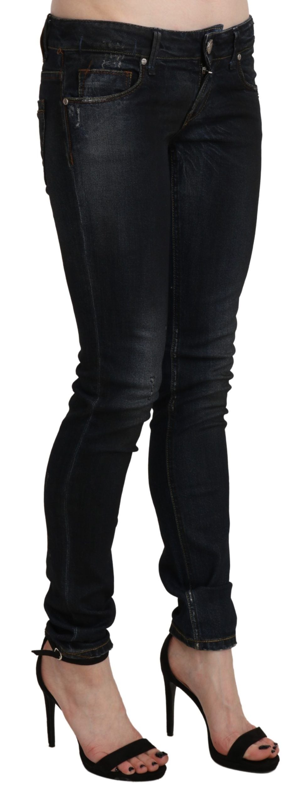 Jeans skinny en jean noir délavé taille basse Acht