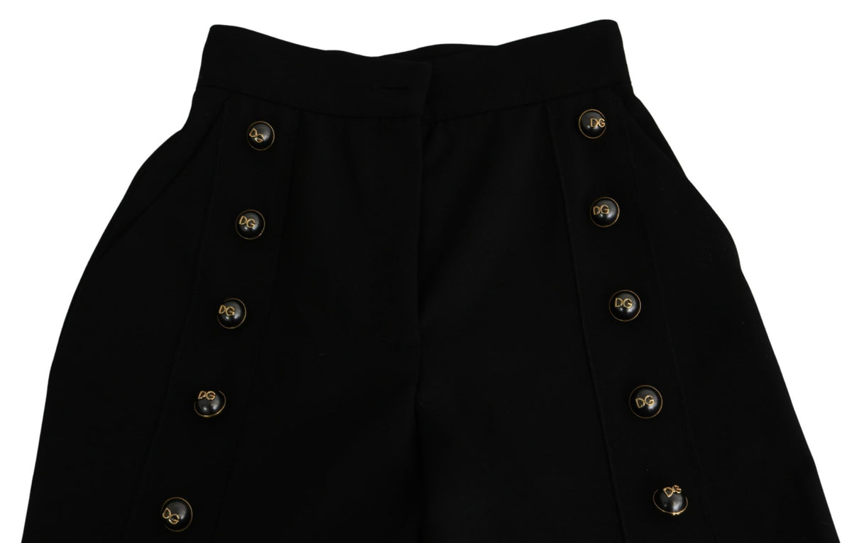 Pantalon Cropped en Laine à Pieds Large Noir de Dolce &amp; Gabbana