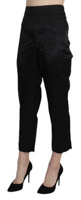 Pantalon-joggings taille haute, droit et court, noir de BENCIVENGA