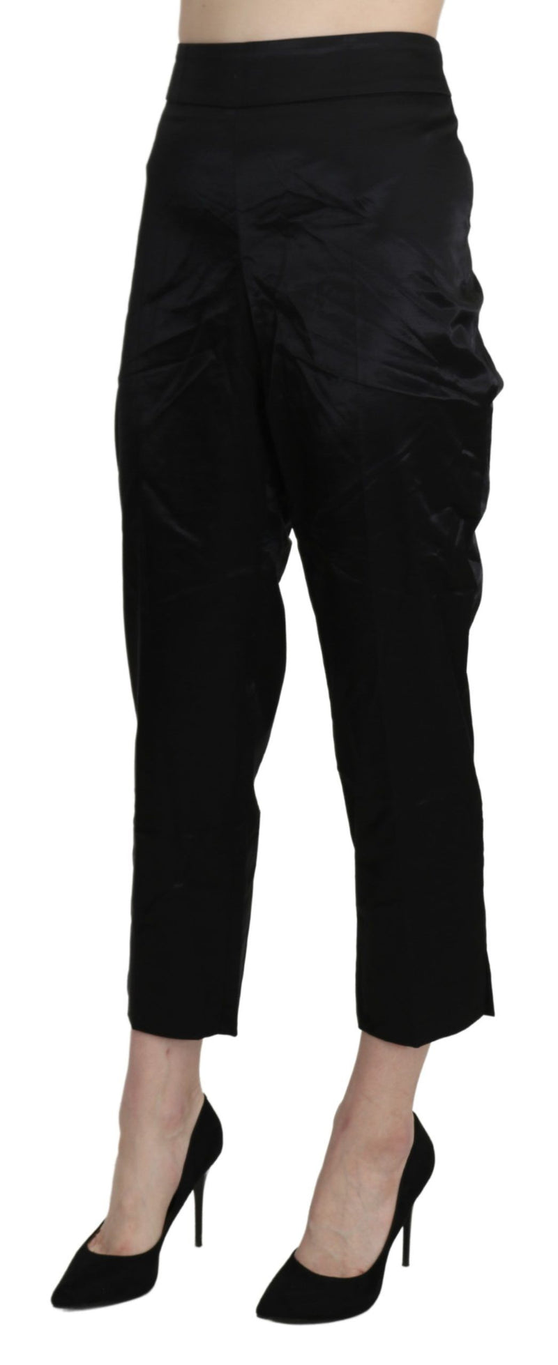Pantalon-joggings taille haute, droit et court, noir de BENCIVENGA