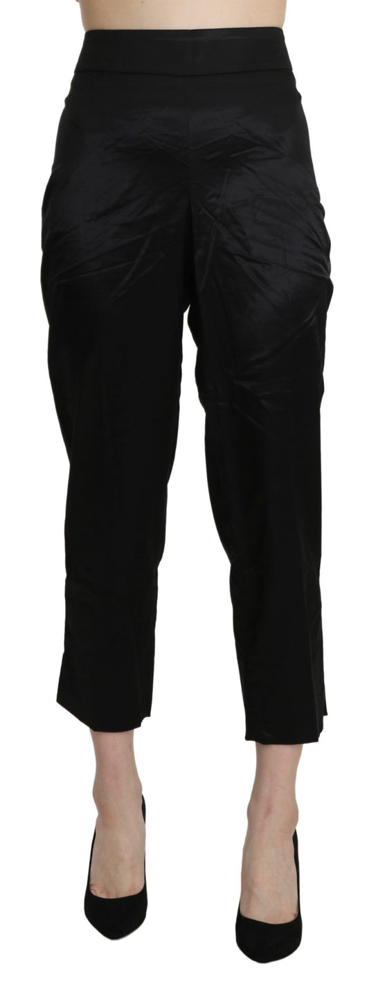 Pantalon-joggings taille haute, droit et court, noir de BENCIVENGA