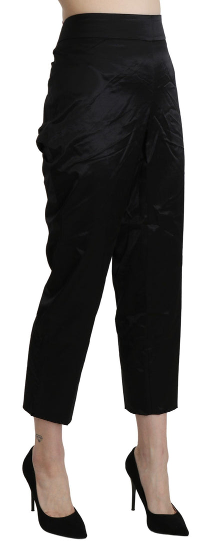Pantalon-joggings taille haute, droit et court, noir de BENCIVENGA