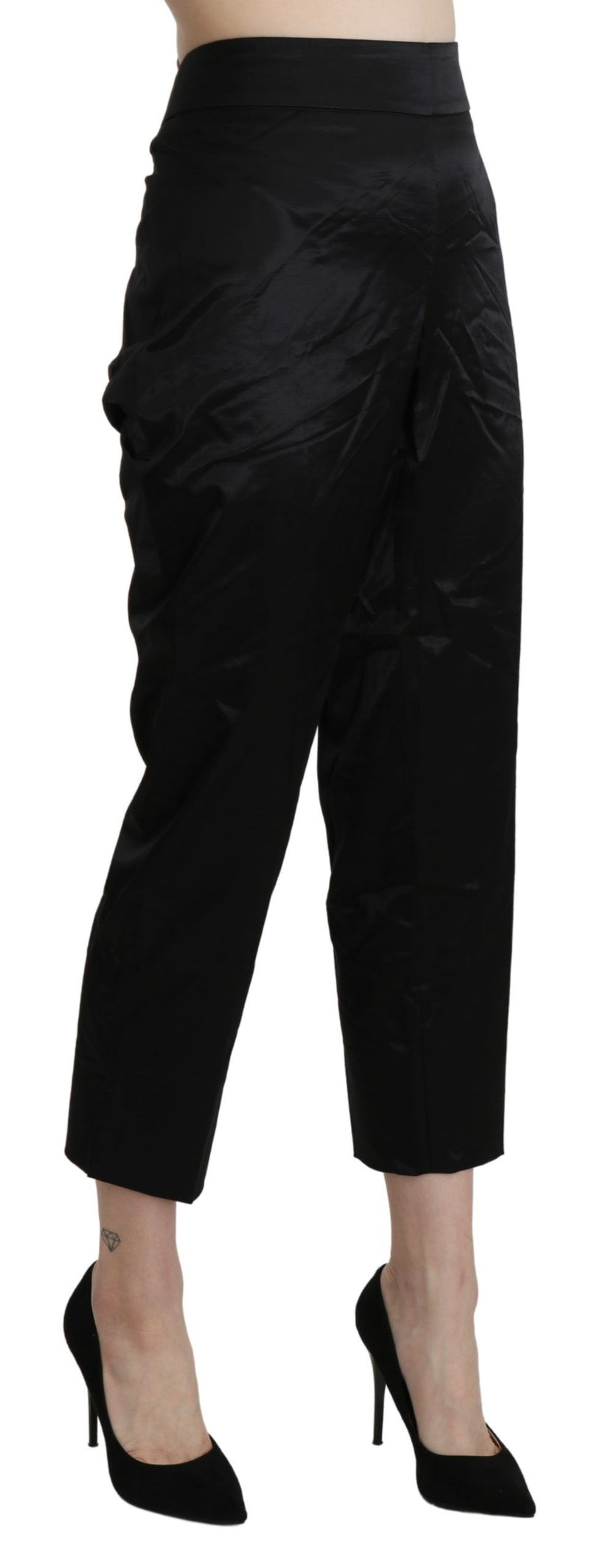 Pantalon-joggings taille haute, droit et court, noir de BENCIVENGA