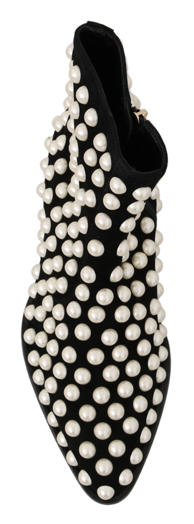 Bottines en daim noir avec perles et clous de Dolce & Gabbana