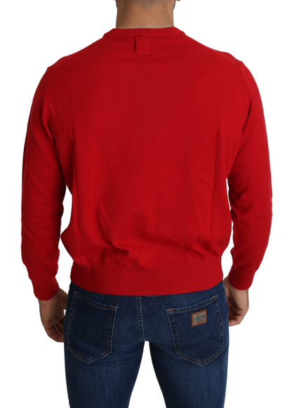 Pull en laine rouge à col en V, style Billionaire Italian Couture.