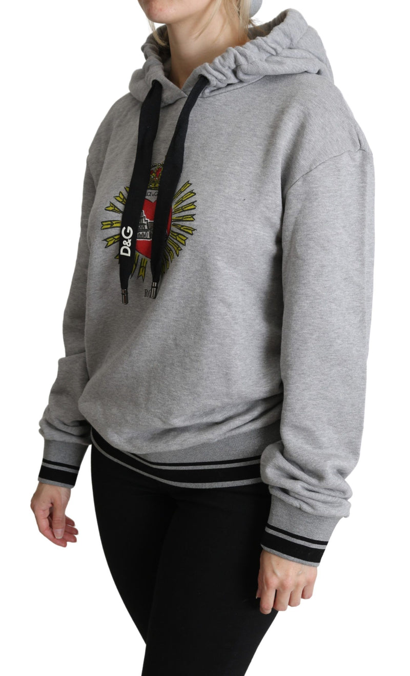 Pull à capuche gris imprimé avec logo exclusif Dolce &amp; Gabbana