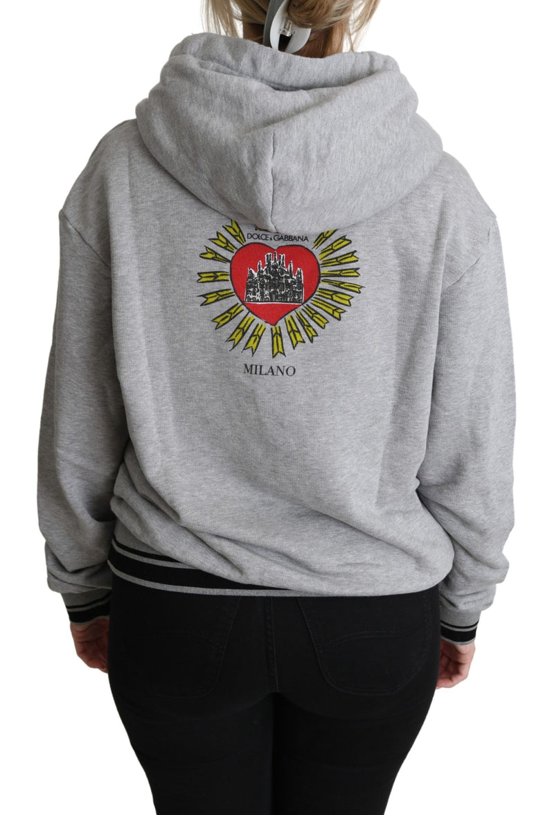 Pull à capuche gris imprimé avec logo exclusif Dolce &amp; Gabbana