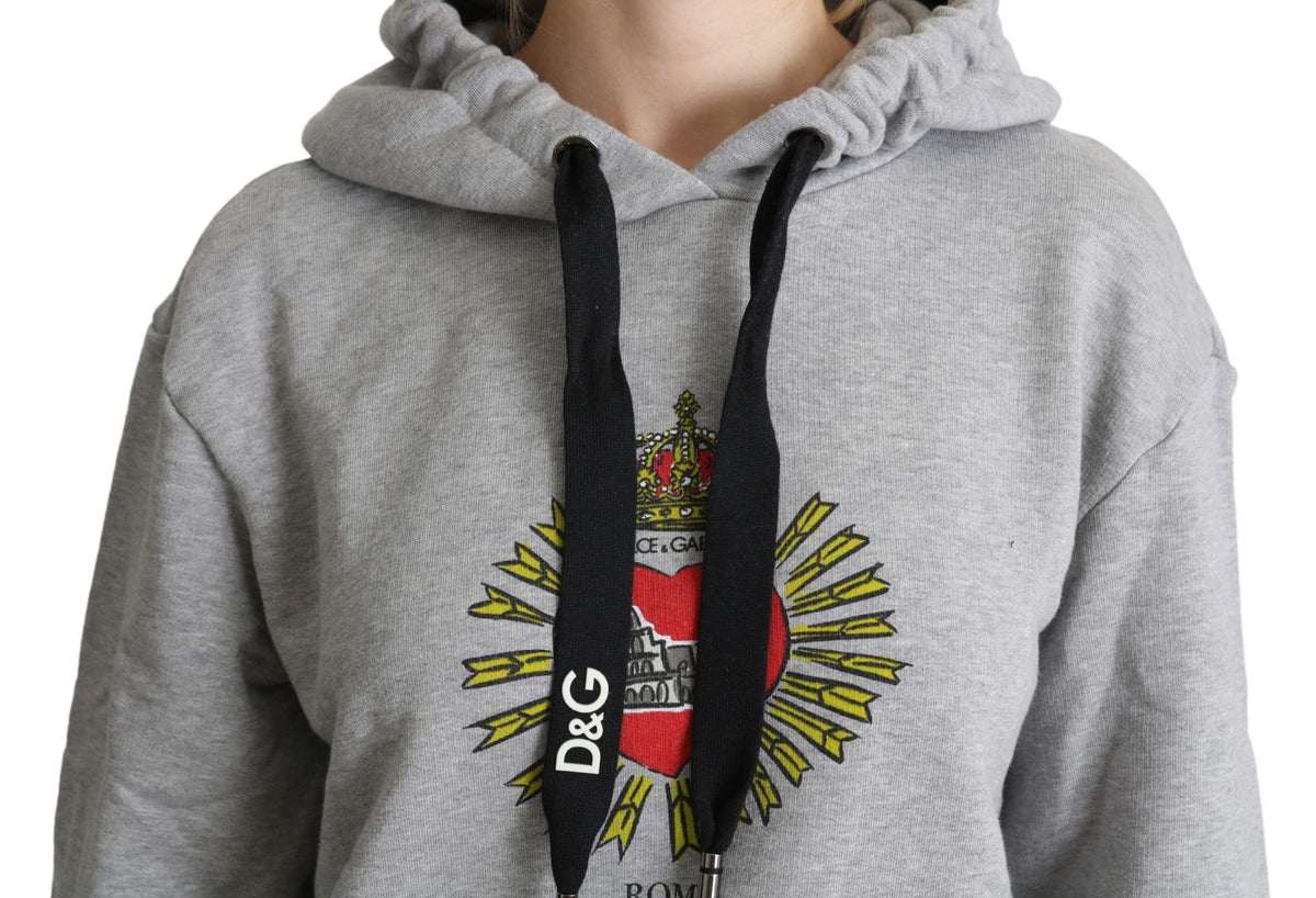 Pull à capuche gris imprimé avec logo exclusif Dolce &amp; Gabbana