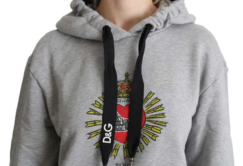 Pull à capuche gris imprimé avec logo exclusif Dolce &amp; Gabbana