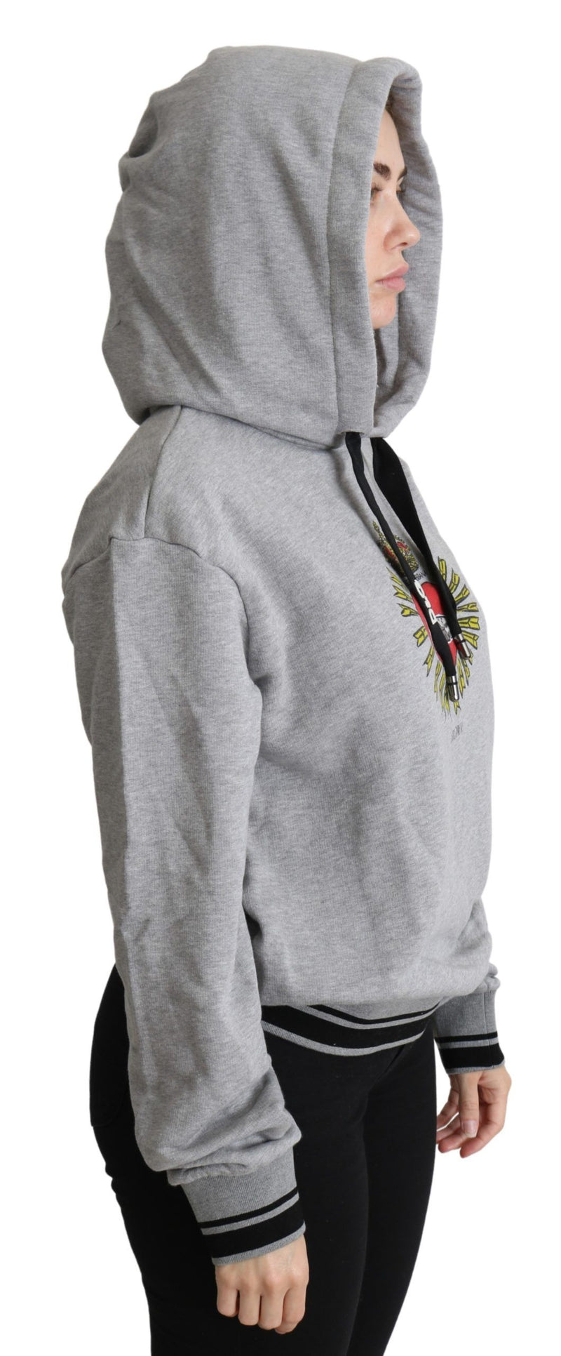 Pull à capuche gris imprimé avec logo exclusif Dolce &amp; Gabbana