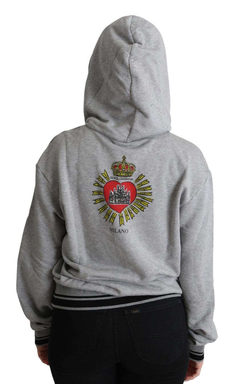 Pull à capuche gris imprimé avec logo exclusif Dolce &amp; Gabbana