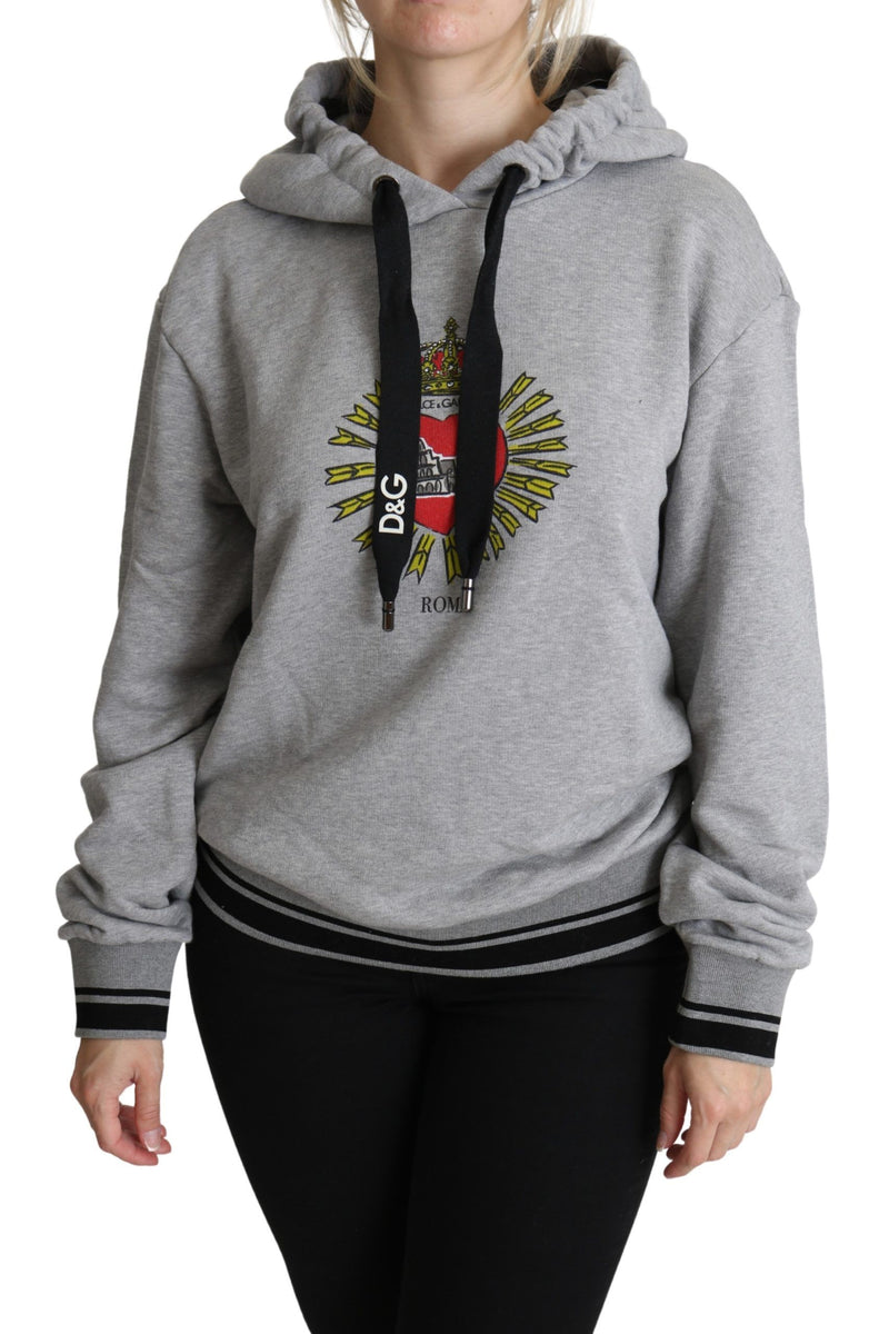 Pull à capuche gris imprimé avec logo exclusif Dolce &amp; Gabbana