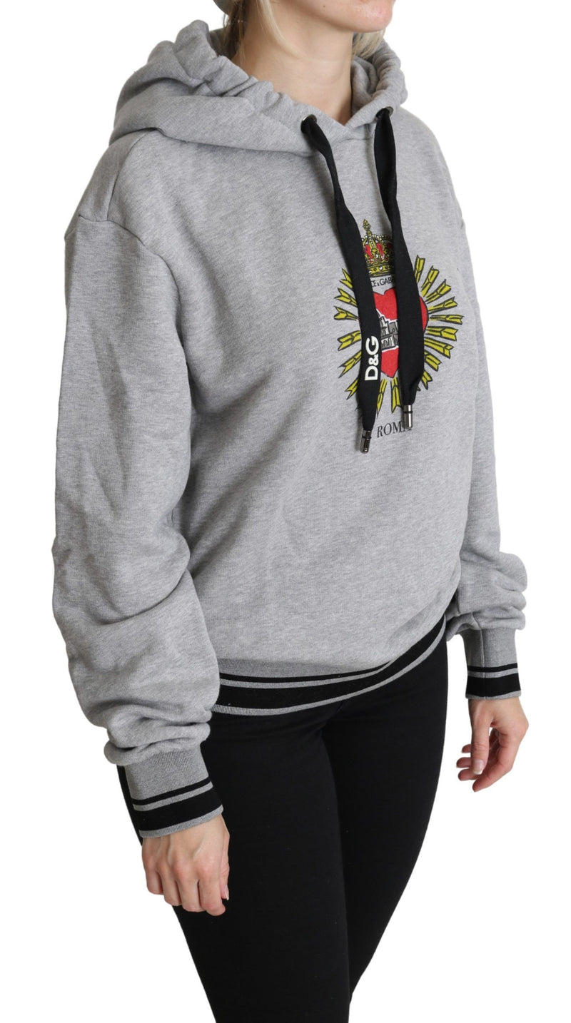Pull à capuche gris imprimé avec logo exclusif Dolce &amp; Gabbana
