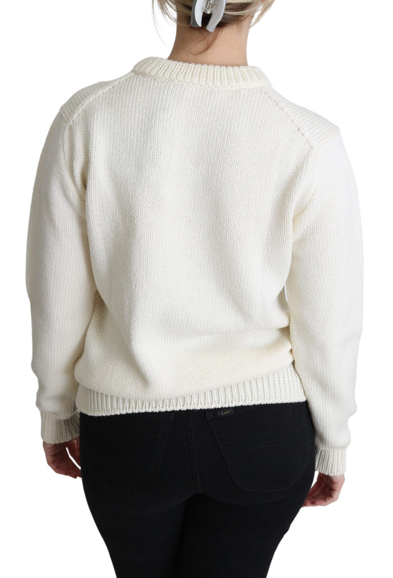 Pull en laine à motifs floraux blancs et tournesols de Dolce &amp; Gabbana