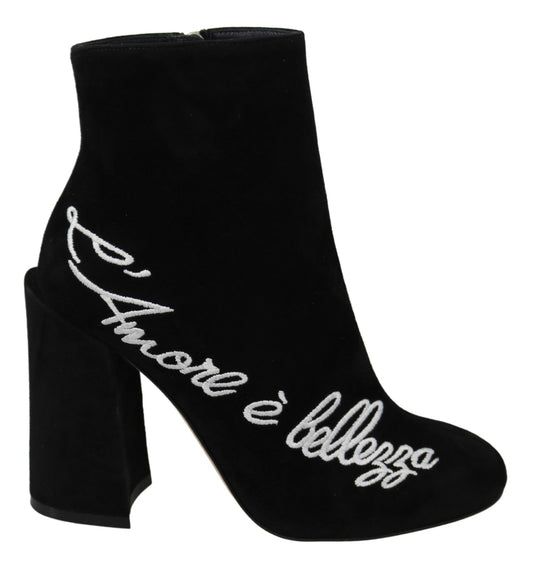 Bottines en daim noir L'Amore E'Bellezza de Dolce & Gabbana