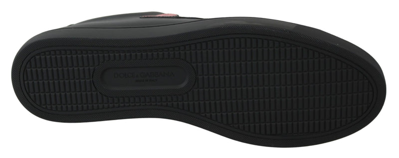 Sneakers en cuir noir avec motif cœur pour femme, Dolce &amp; Gabbana