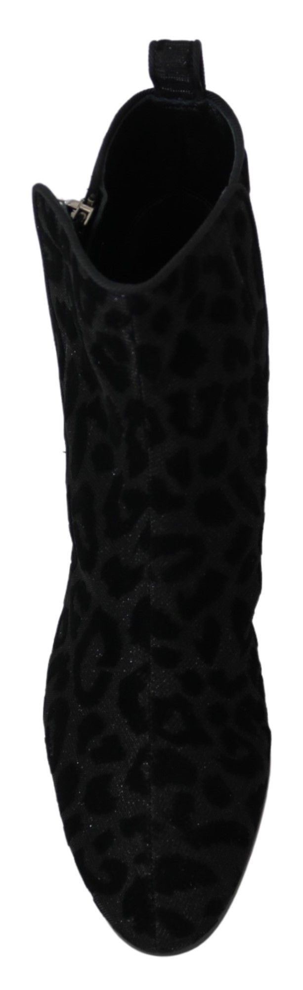 Bottines courtes à zip en cuir noir léopard Dolce &amp; Gabbana