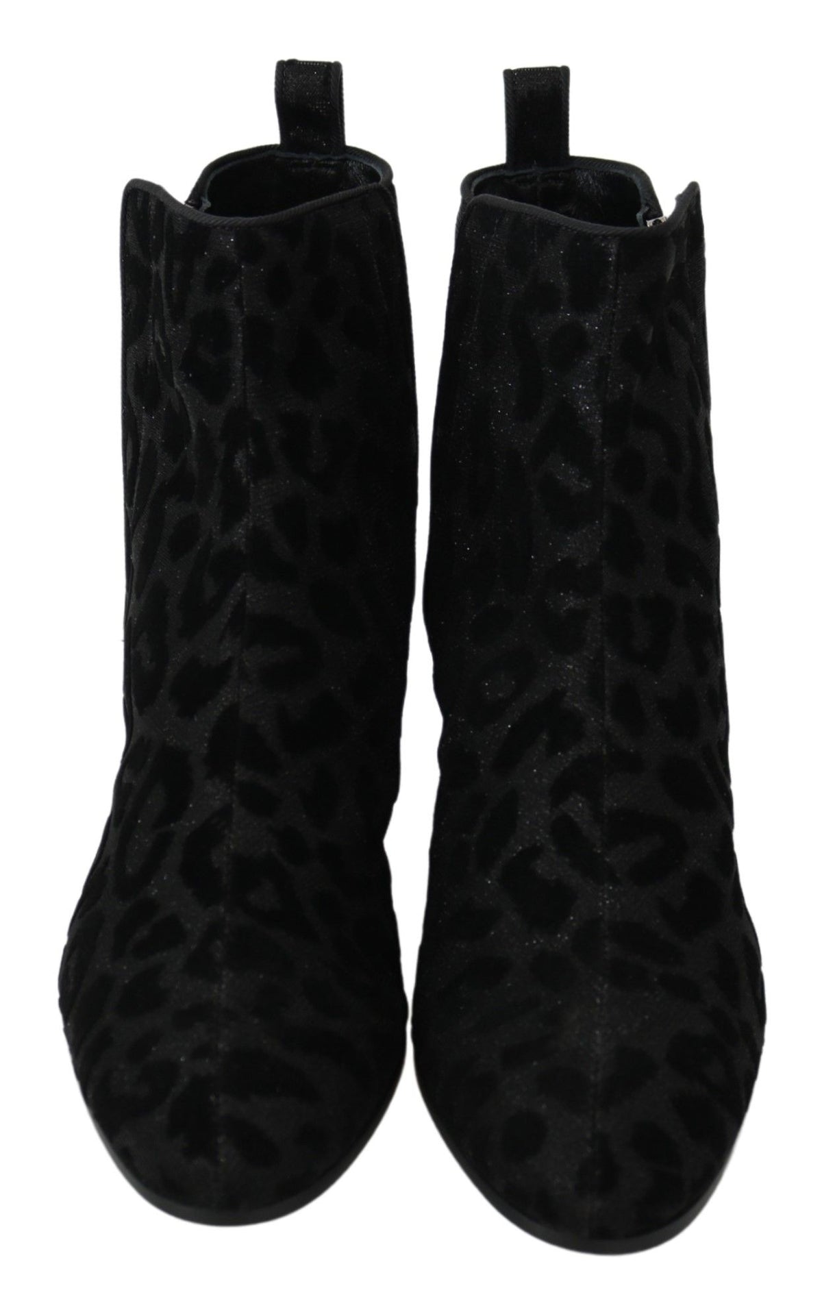 Bottines courtes à zip en cuir noir léopard Dolce &amp; Gabbana