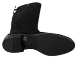 Bottines plates en daim noir montant au genou Dolce &amp; Gabbana
