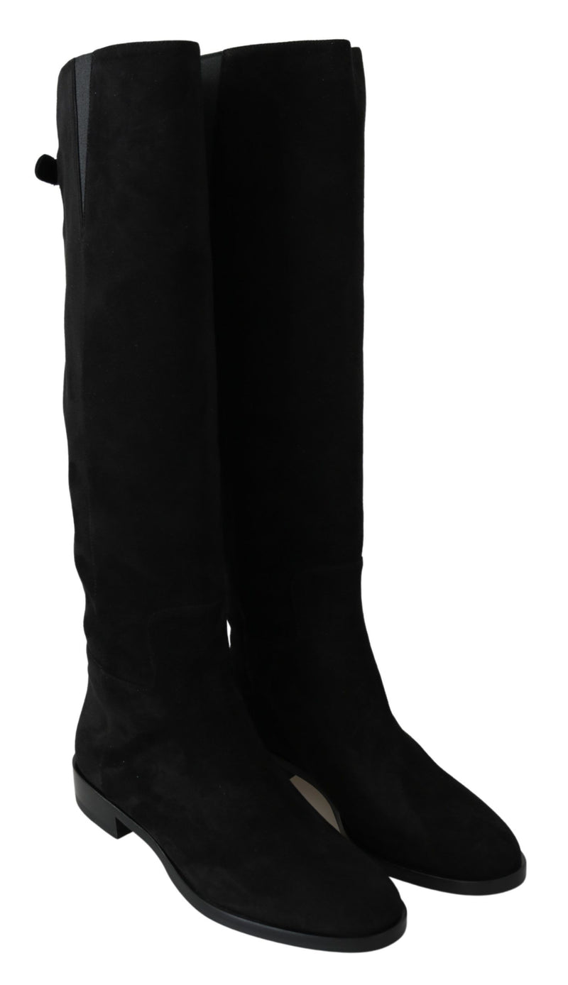 Bottines plates en daim noir montant au genou Dolce &amp; Gabbana