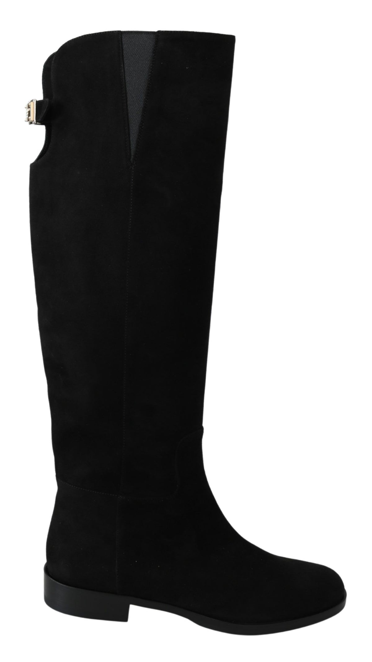 Bottines plates en daim noir montant au genou Dolce &amp; Gabbana