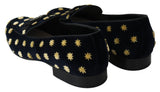 Chaussons en velours bleu à couronne de Dolce &amp; Gabbana