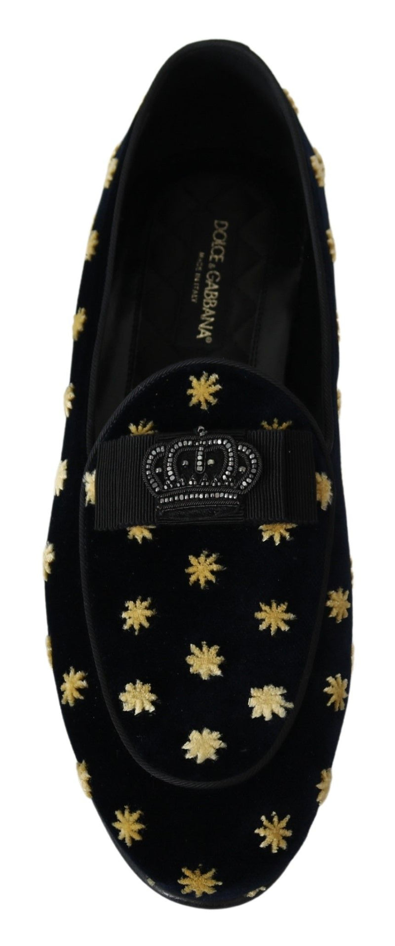 Chaussons en velours bleu à couronne de Dolce &amp; Gabbana