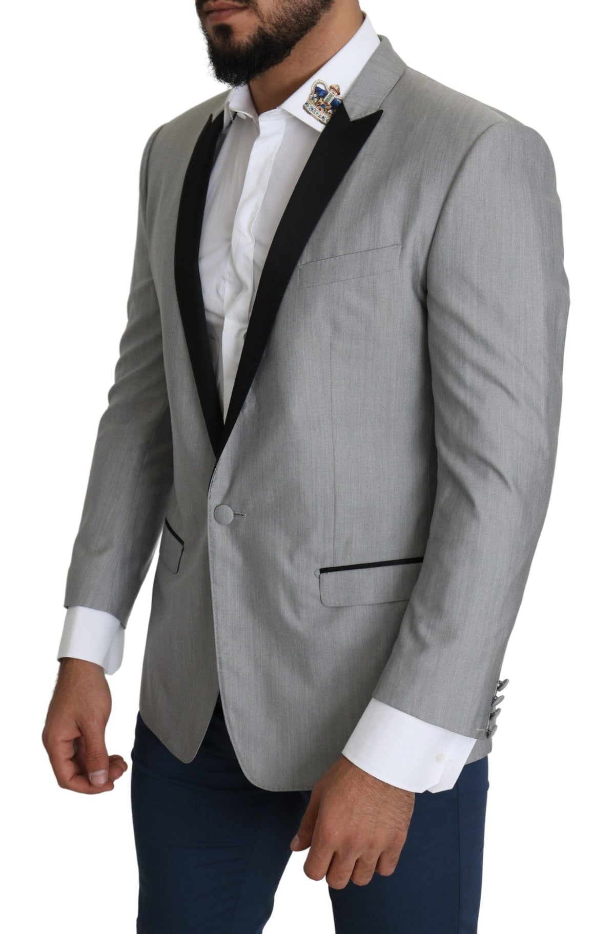 Blazer Dolce &amp; Gabbana gris clair à simple boutonnage SARTORIA