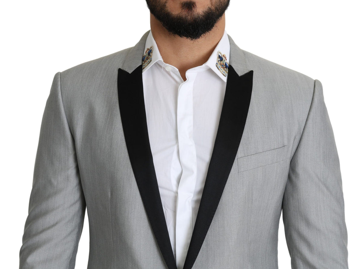 Blazer Dolce &amp; Gabbana gris clair à simple boutonnage SARTORIA