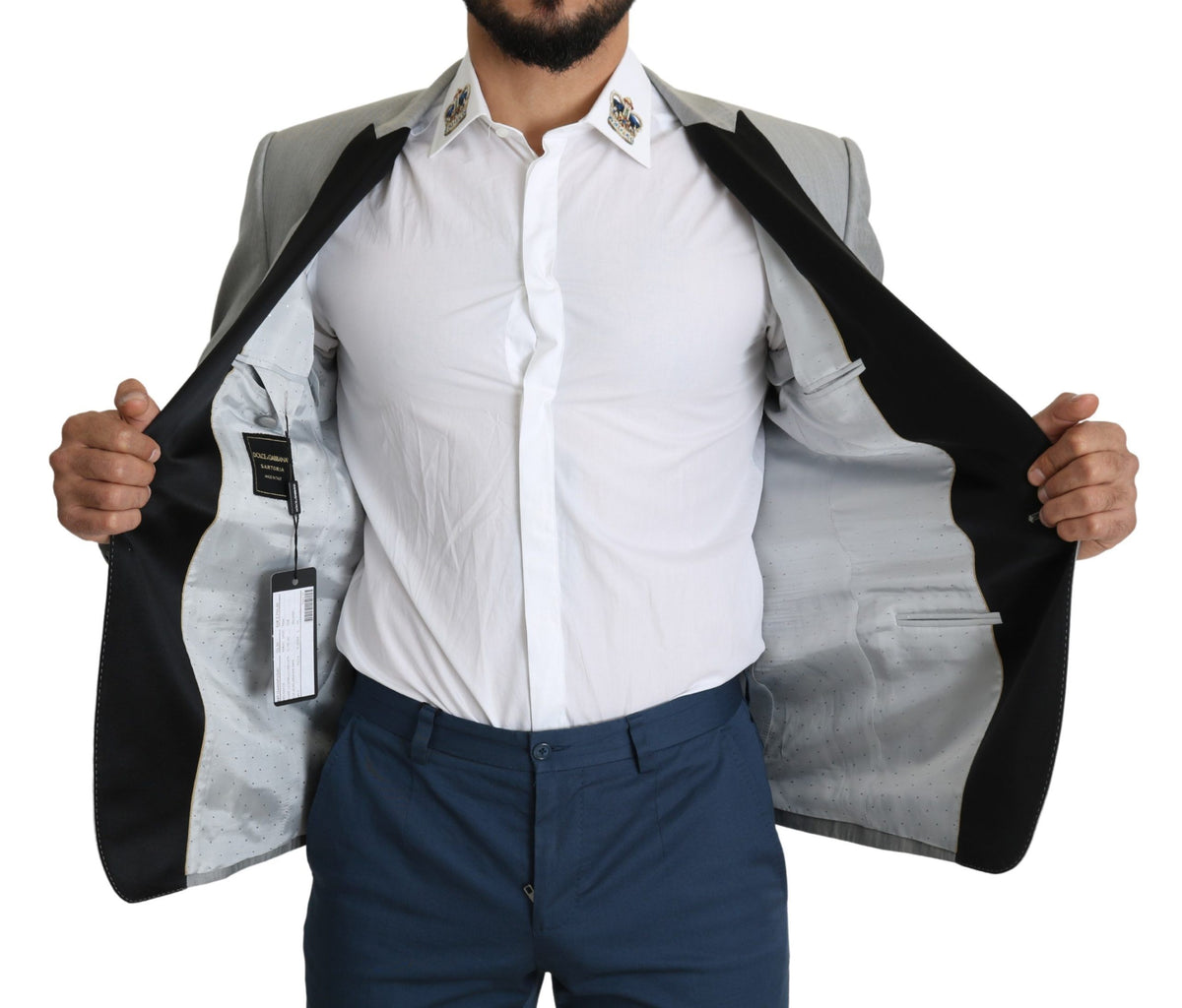 Blazer Dolce &amp; Gabbana gris clair à simple boutonnage SARTORIA