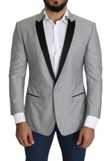 Blazer Dolce &amp; Gabbana gris clair à simple boutonnage SARTORIA