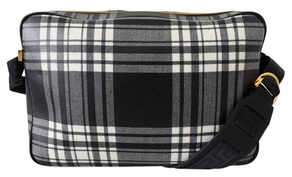 Sac bandoulière élégant en cuir gris Versace