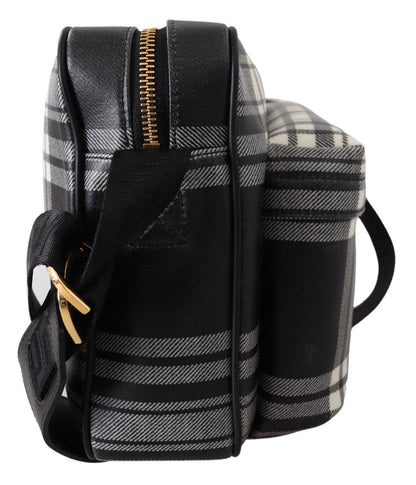 Sac bandoulière élégant en cuir gris Versace