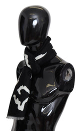Écharpe/châle Givenchy en laine noire et blanche, chaude pour l'hiver