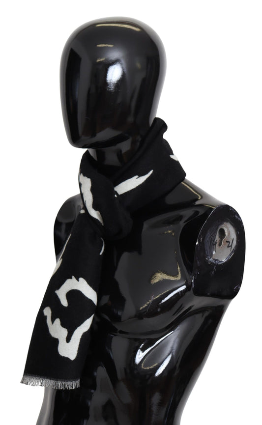 Givenchy Black White Wool Winter Warm Scarf Wrap Shawl