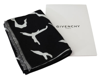 Givenchy Zwart Wit Wollen Unisex Winter Warme Sjaal Omslagdoek