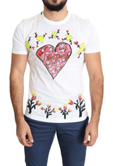 T-shirt homme Dolce &amp; Gabbana blanc imprimé Saint-Valentin en coton