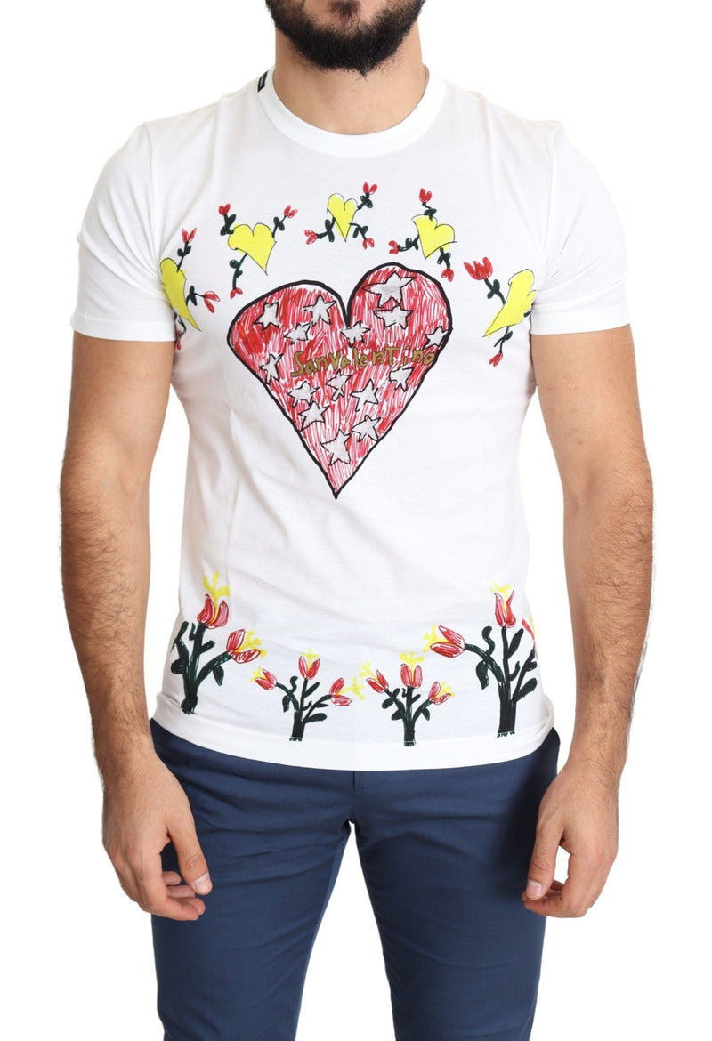 Dolce &amp; Gabbana Wit Sint Valentijn Print Katoenen Heren T-shirt