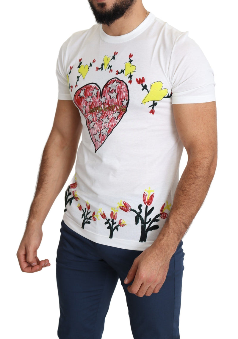 Dolce &amp; Gabbana Wit Sint Valentijn Print Katoenen Heren T-shirt