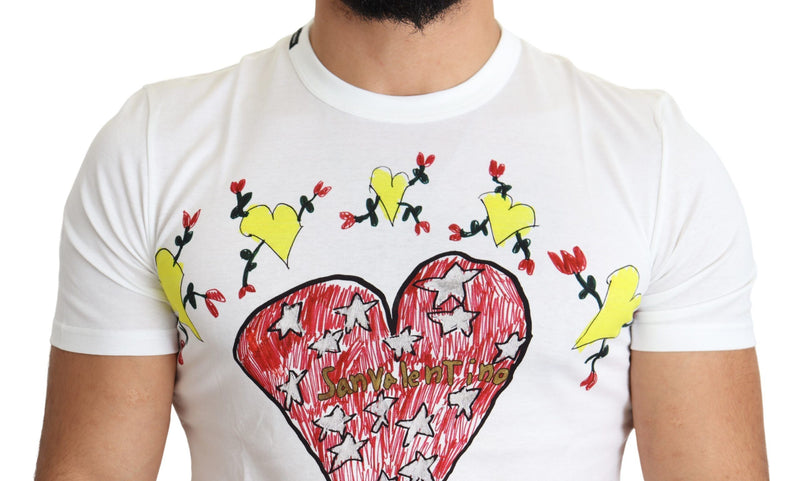 Dolce &amp; Gabbana Wit Sint Valentijn Print Katoenen Heren T-shirt
