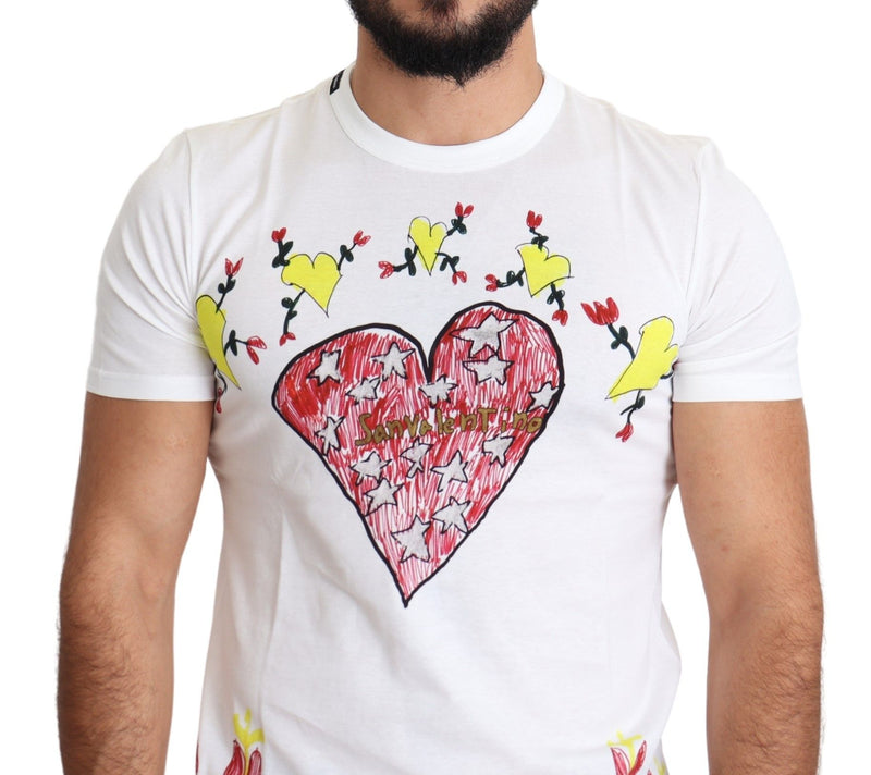 Dolce &amp; Gabbana Wit Sint Valentijn Print Katoenen Heren T-shirt
