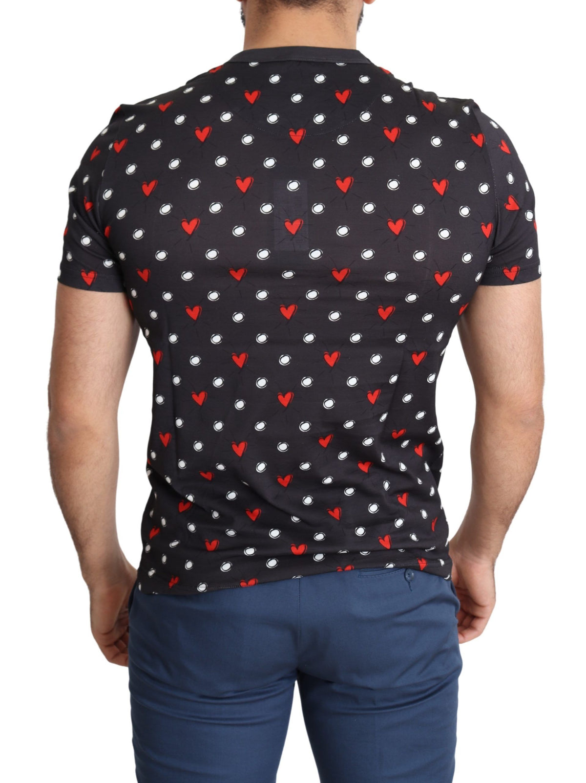 T-shirt homme Dolce &amp; Gabbana en coton gris foncé à imprimé cœurs