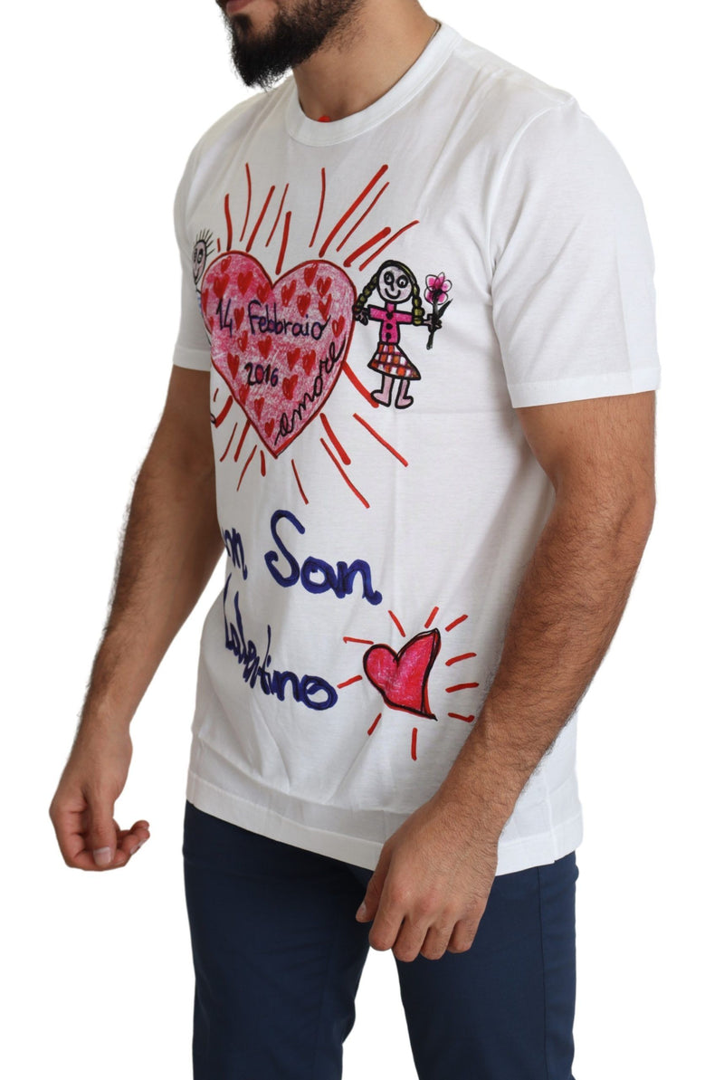 Dolce &amp; Gabbana Wit Sint Valentijn Harten Print Heren T-shirt